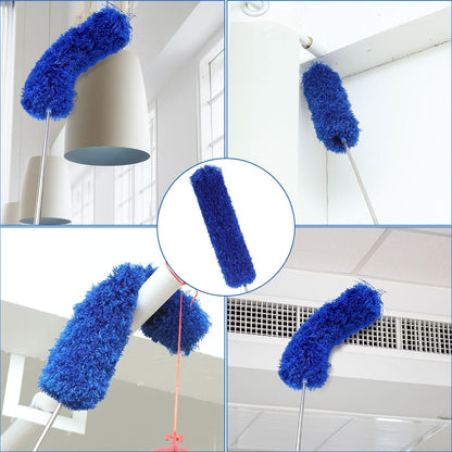 ZZ LAZYCOTTAGE Duster, Microfiber Dusters with 2 Handle Sets, Durable 15-98.1 Inches Long Telescopic Rod, Washable, Feather Dusters for Cleaning Cobweb and Ceilings Fans, 5 Pack (Blue)