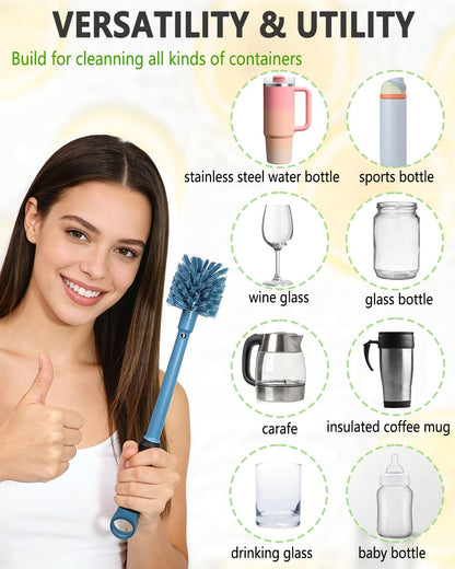 NTIERA 2-in-1 Bottle Brush Cleaner Kit Set,Long Water Bottle Cleaning Brushes,Hidden Straw Brush in Handle,BPA-Free Dishwasher-Safe,for Stanley & Owala Water Bottle,Baby Bottles Cup