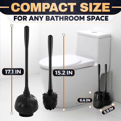 Toilet Brush and Holder Set - Silicone Toilet Brush Cleaner with Dark Grey Holder Base, Compact Accessory for Small Spaces - Easy to Place & Simple to Store After Use, Plastic Bathroom Cleaning Tool