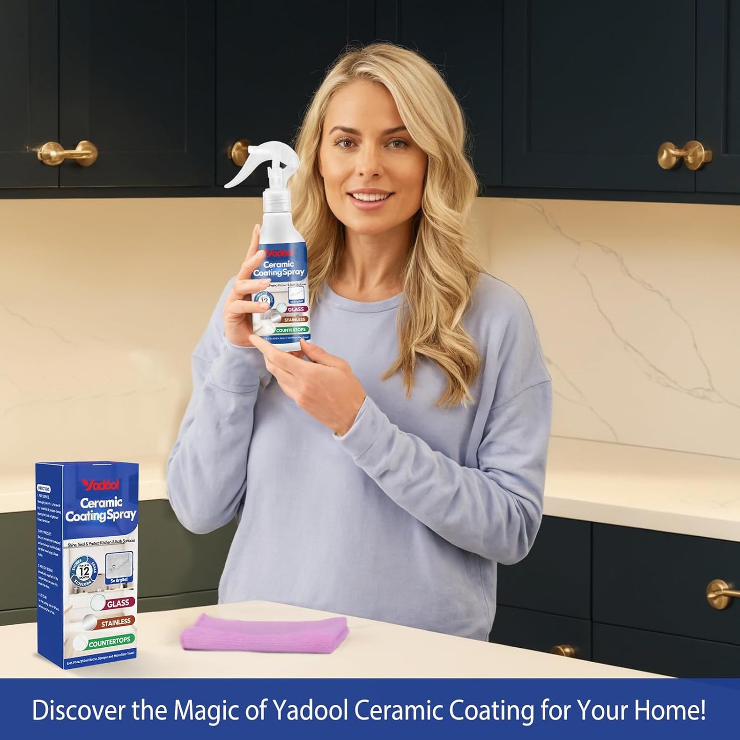Home Ceramic Coating Spray Kit - Shine, Seal & Protect Kitchen & Bath Surfaces, High-Gloss, Repels Stains & Grime Effective - Great for Stainless Steel, Sinks, Countertops, Glass, and More