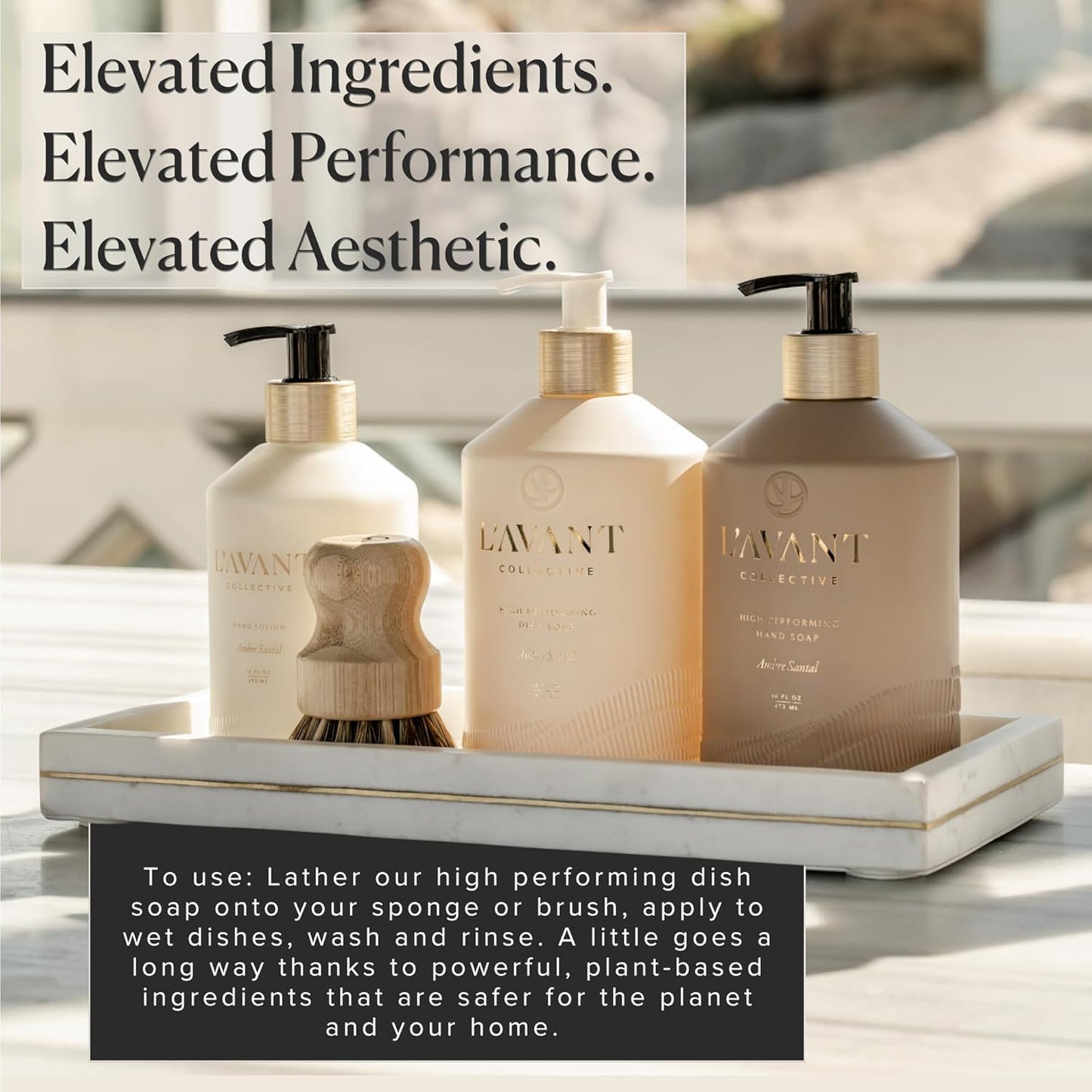 L'AVANT Collective High Performing Dish Soap Refill | Plant-Based Ingredients & High Performing Formula | Notes of Bergamot, Orange Blossom, Amber, Cedar | Blushed Bergamot Scent 32oz