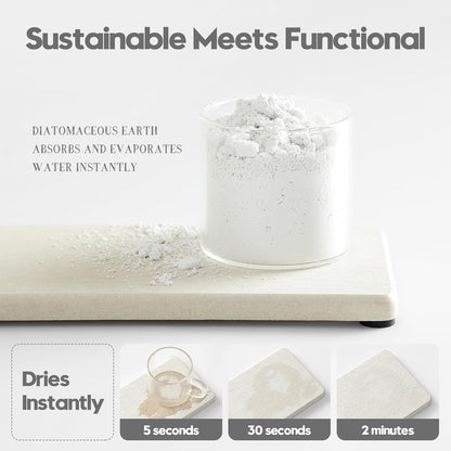 2PCS Water Absorbing Stone Drying Tray for Kitchen Counter & Bathroom Sink, Diatomite Faucet Splash Guard, Soap Dispenser Rack & Sponge Holder Caddy Organizer, Marble White (Printed Pattern), 9"x 3.5"
