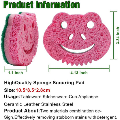 SmilePowo 12 Pack Scrub Sponge,Bulk Sponges,Dual-Sided Multi-Functional Premium Cleaning Sponges,Dishwashing Sponge for Heavy Duty Scouring Pads,Bathroom,Dish,Furniture,Kitchen(Frog Shape)