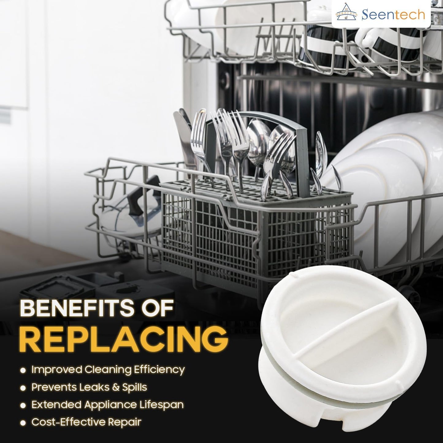 Seentech 154388801 Dishwasher Rinse Aid Cap – Compatible with Frigi-daire, Kenmore, Crosley Replaces AP2109579, 890363, 154388802
