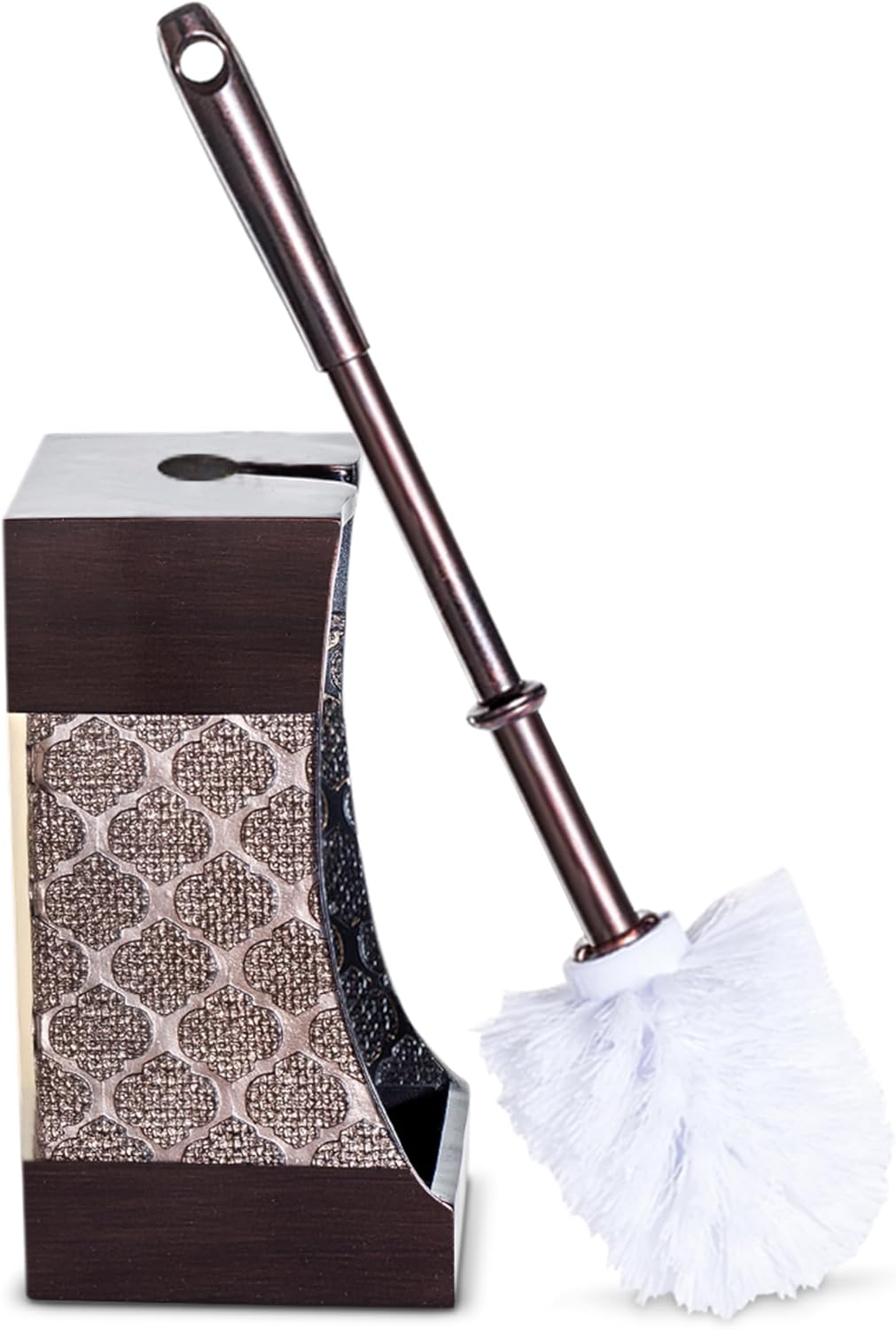 Creative Scents Rustic Luxe Toilet Brush and Holder Set - Beige Toilet Bowl Cleaner Brush with Strong Metal Handle - Long Bristles Toilet Bowl Brush and Holder - Rustic Farmhouse Decor