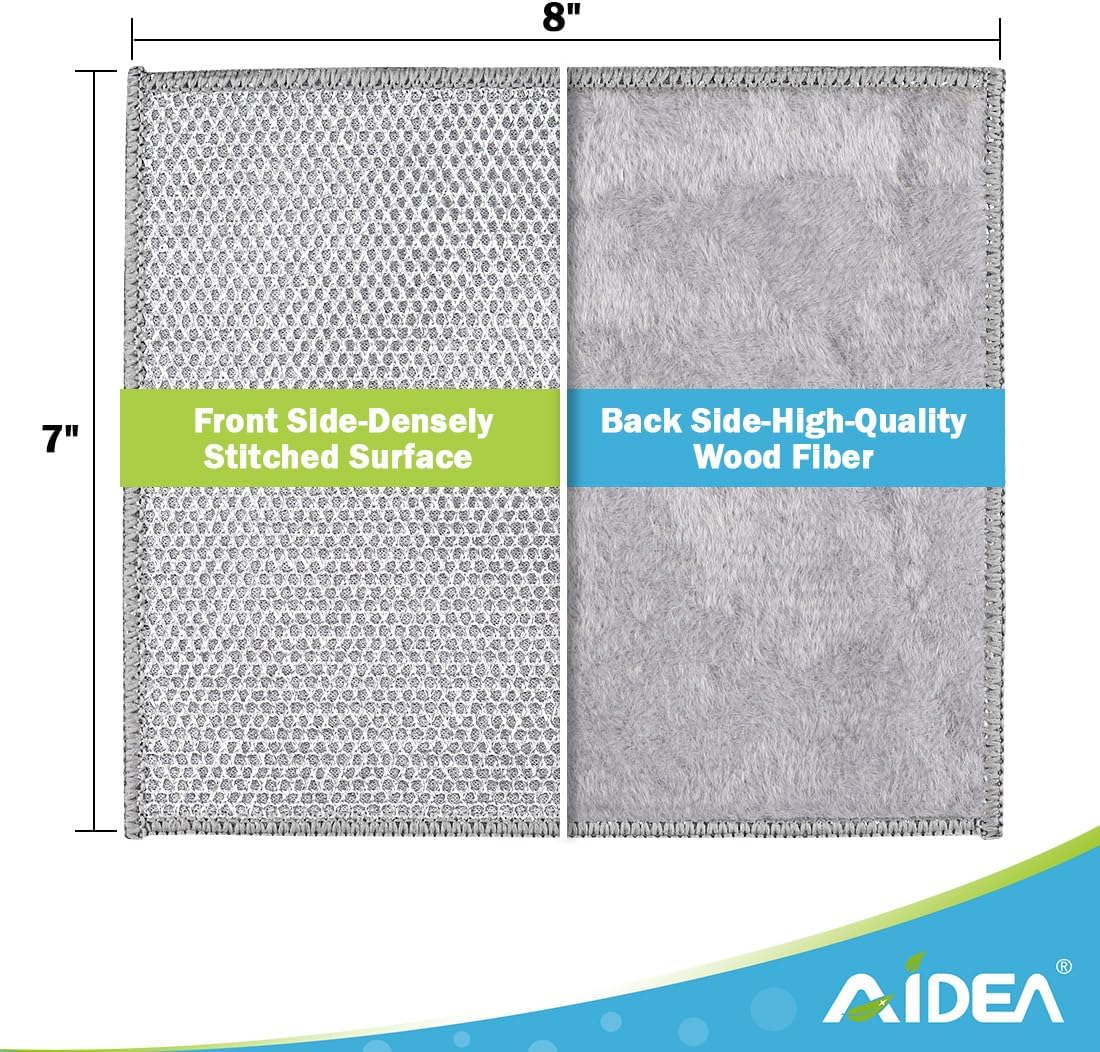 AIDEA Non Scratch Wire Dishcloth 24PK, Wire Dishwashing Rag for Wet and Dry, Dish Cloths for Washing Dishes, Cleaning Pads Steel Scrubber for Cookware, Sinks, Dishes, Stove Tops, 7"×8"