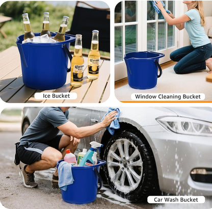 Matthew Cleaning 4.2 Gallon Mop Bucket, Heavy Duty Plastic Cleaning Bucket with Built-in Pour Spout, Mop Holder and Comfort Grip Handle, House and Commercial Cleaning Supplies, 1 Pack Black