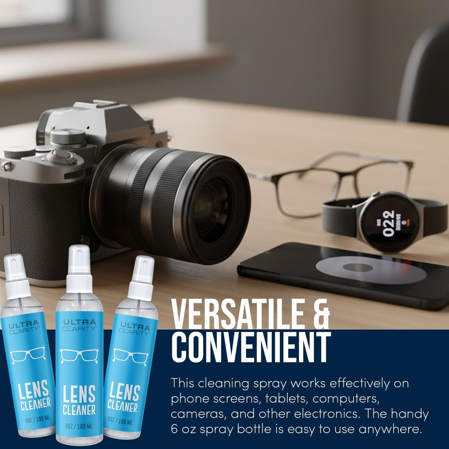 Powered by Nano Magic Eyeglass Lens Cleaning Spray 6 oz (1 Pack) | Professional Grade Formula, Silicone-Free | for Glasses, Phone, Electronic Screens, Optic Surfaces, Coated Surfaces - Made in USA