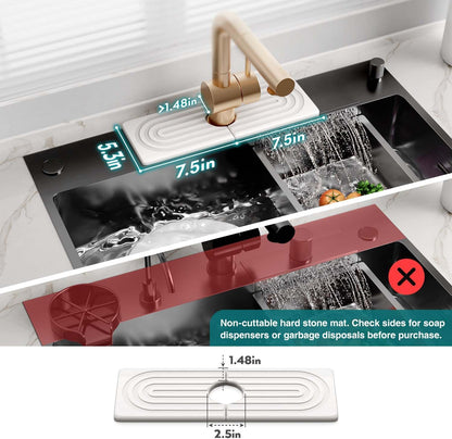 Eormoe Faucet Mat for Kitchen Sink – Diatomite Stone Drying Mat & Sink Protectors, Prevent Moisture – Sink Splash Guard Water-Absorbing Stone Tray for Bathroom Counter (Light Grey, 23.6" x 3.9")