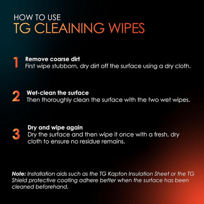 Thermal Grizzly TG Cleaning Wipes (10 Pcs - 20 Wet & 20 Dry Wipes) - Clean and Degrease Surfaces - Optimal Adhesion of Thermal Conductive Materials