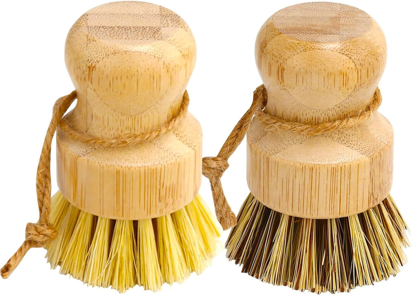 Bamboo Dish Brush Set, 4 Pcs Palm Wooden Dish Scrubber Brush, Dish Brushes, Durable Wood Dishes Scrub Brush, Natural Round Vegetable Cleaning Pots Pans Sink Washing Kitchen Brush by Aisuly