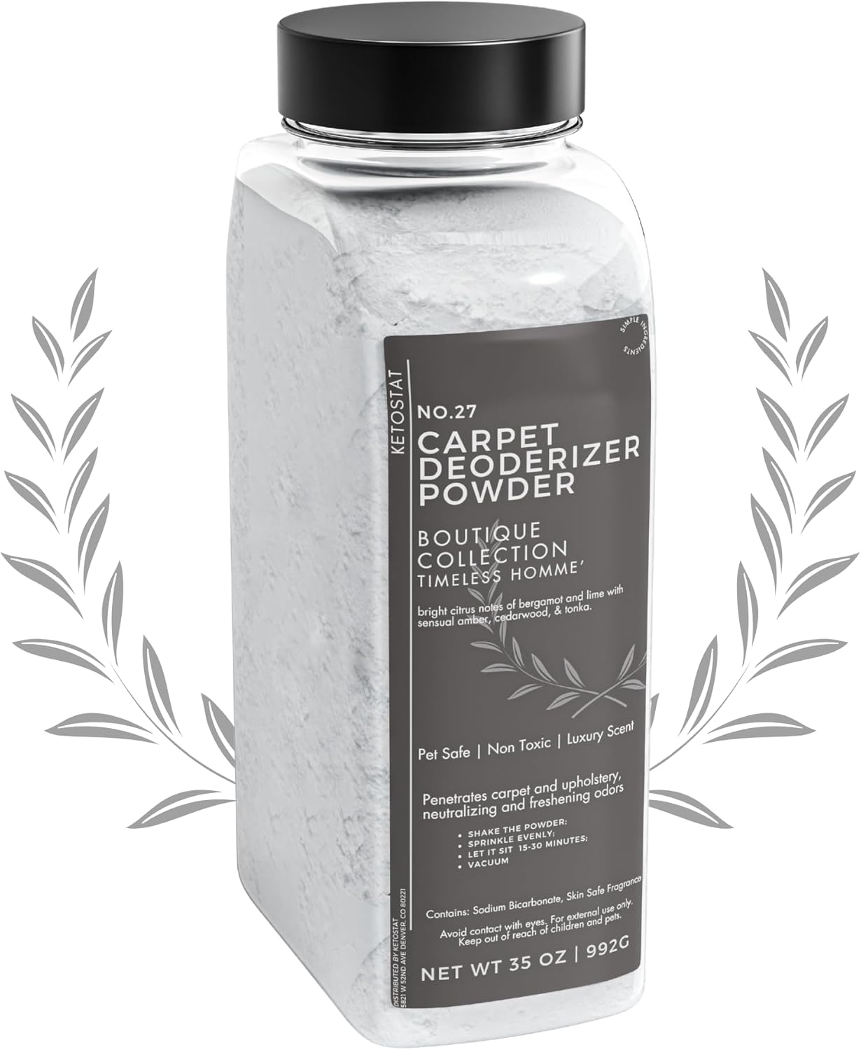 Carpet Deodorizer 35 Oz Carpet Freshner Powder, Hotel Scent Upholstery Deodorizer Vaccuum Safe Pet Odor Eliminator for Home - Luxury Room Deoderizer Timeless Homme
