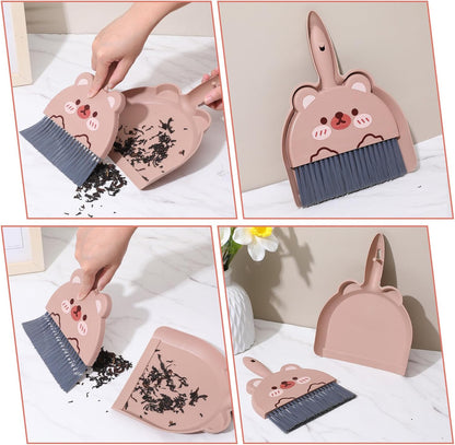 Upgrade Small White Broom and Dustpan Set, Hand Dustpan and Brush Set, Cute White Mini Broom and Dust pan Sets, Little Dust Pan for Home Use Tabletop Debris Cleaning Pet Cages Guinea Pig Cages