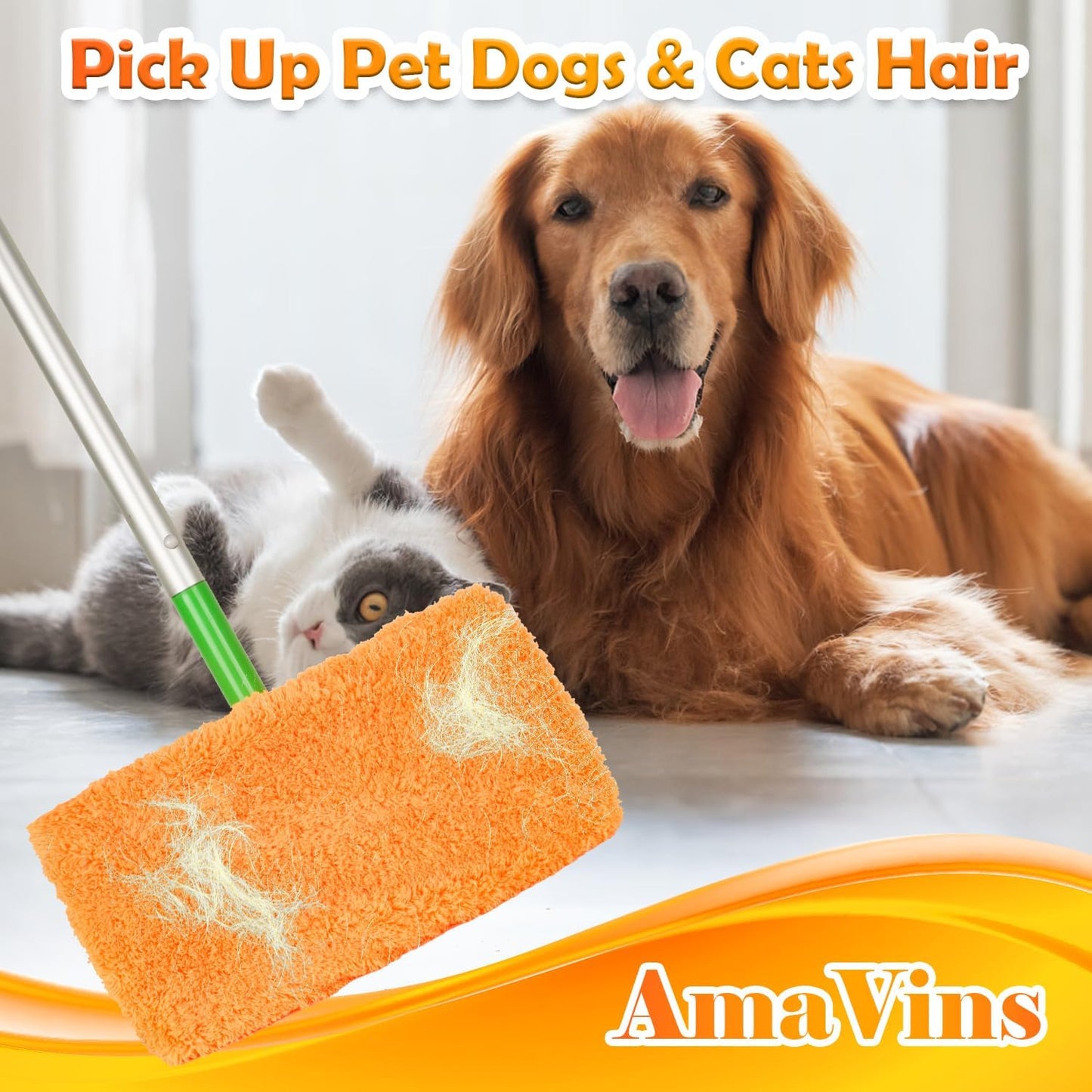 AmaVins 5 Pack Reusable Microfiber Mop Pads Compatible with Swiffer Sweeper Mop, Wet and Dry Flat mop Cover, Washable Mop Pads for Surface/Hardwood Floor Cleaning (Mop is Not Included)