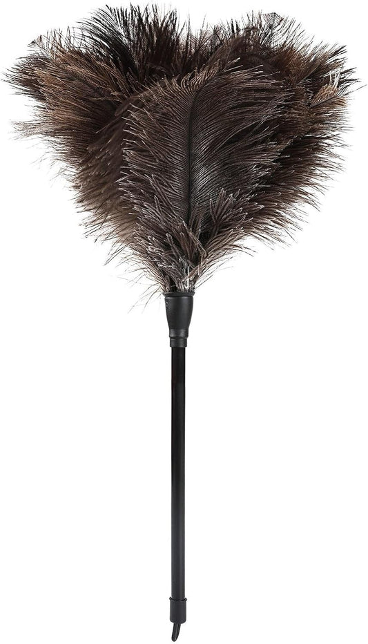 Natural Ostrich Feather Duster 14.9 inch Fluffy Mini Dusters with Plastic Handheld for Cleaning Car Keyboard Office 1 Pcs