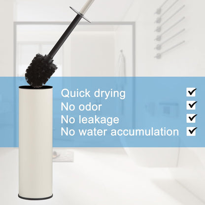 BGL Stainless Steel Toilet Brush with Holder, 2 Black Bristle Heads