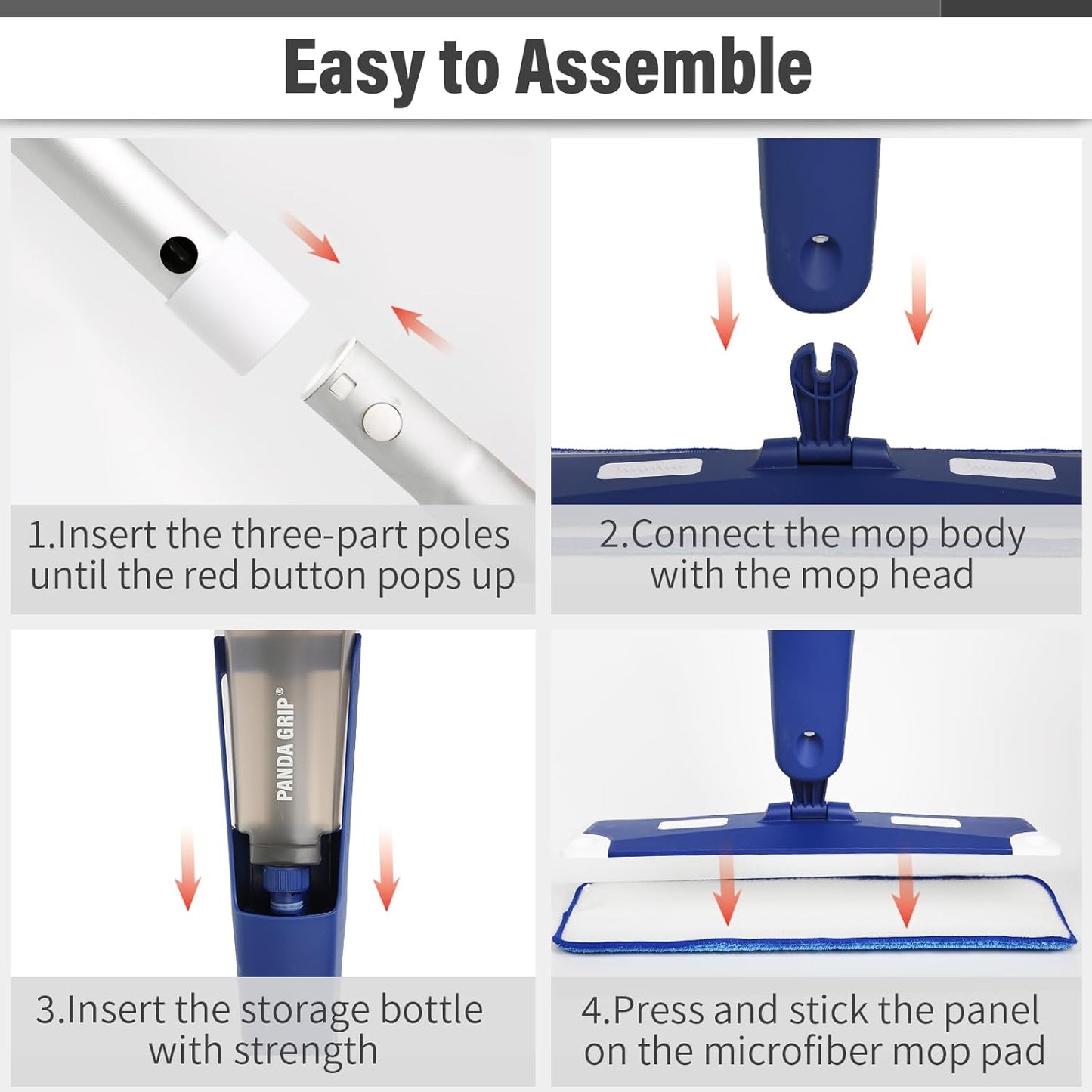 Mops for Floor Cleaning, Wet and Dry Spray Mop with Refillable Spray Bottle and 3 Washable Microfiber Pads Home or Commercial Use Flat Mop for Hardwood Laminate Wood Ceramic, Purple