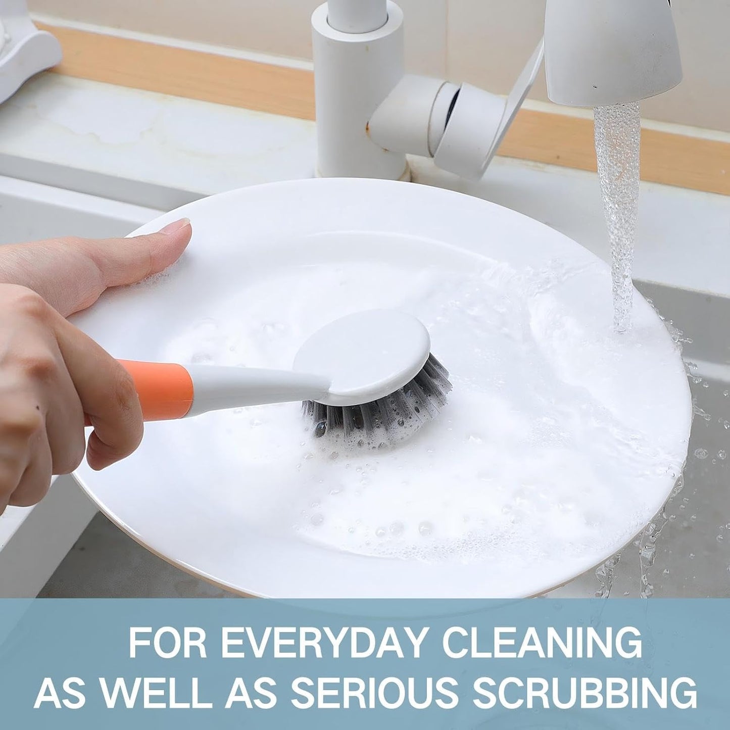 Patelai 12 Pack Kitchen Scrub Dish Brush with Long Handle Dish Scrubber with Stiff Bristles Scrub Brushes for Kitchen Dishes Washing Tools, Pots, Pans and Sink Cleaning (Celadon)