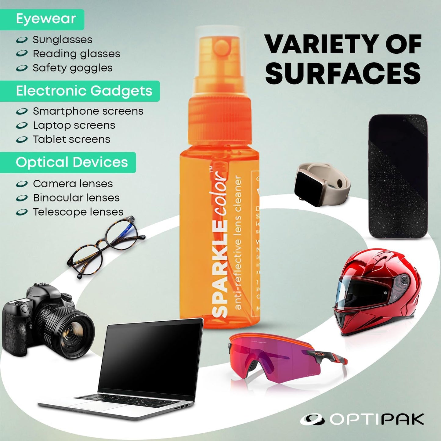 Sparkle Anti-Reflective Safe Lens Cleaner Spray Kit - (2) 1oz Glasses Cleaner Spray & (2) Microfiber Cloth for Eyeglasses, Sunglasses, Lenses, Screens and Camera Cleaning Kit (4 Piece Set)