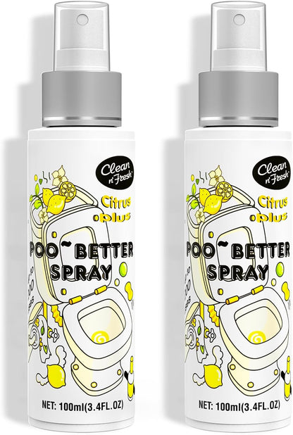 Clean-n-Fresh Toilet Spray, Wild Peony Scent, Bathroom Odor Eliminator & Air Freshener For Room, Trash Cans, Shoes, Fabrics, 3.4 Fl Oz(2 Pack)