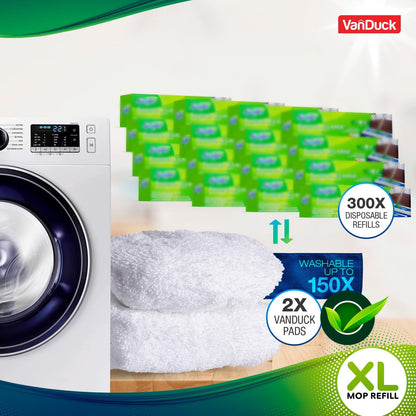 VanDuck XL Cotton Mop Pads Compatible with Swiffer XL (2 Pack) - Extra Large Wet and Dry Pads Refills - Cotton Covers Reusable Mop Heads (Handle is Not Included)