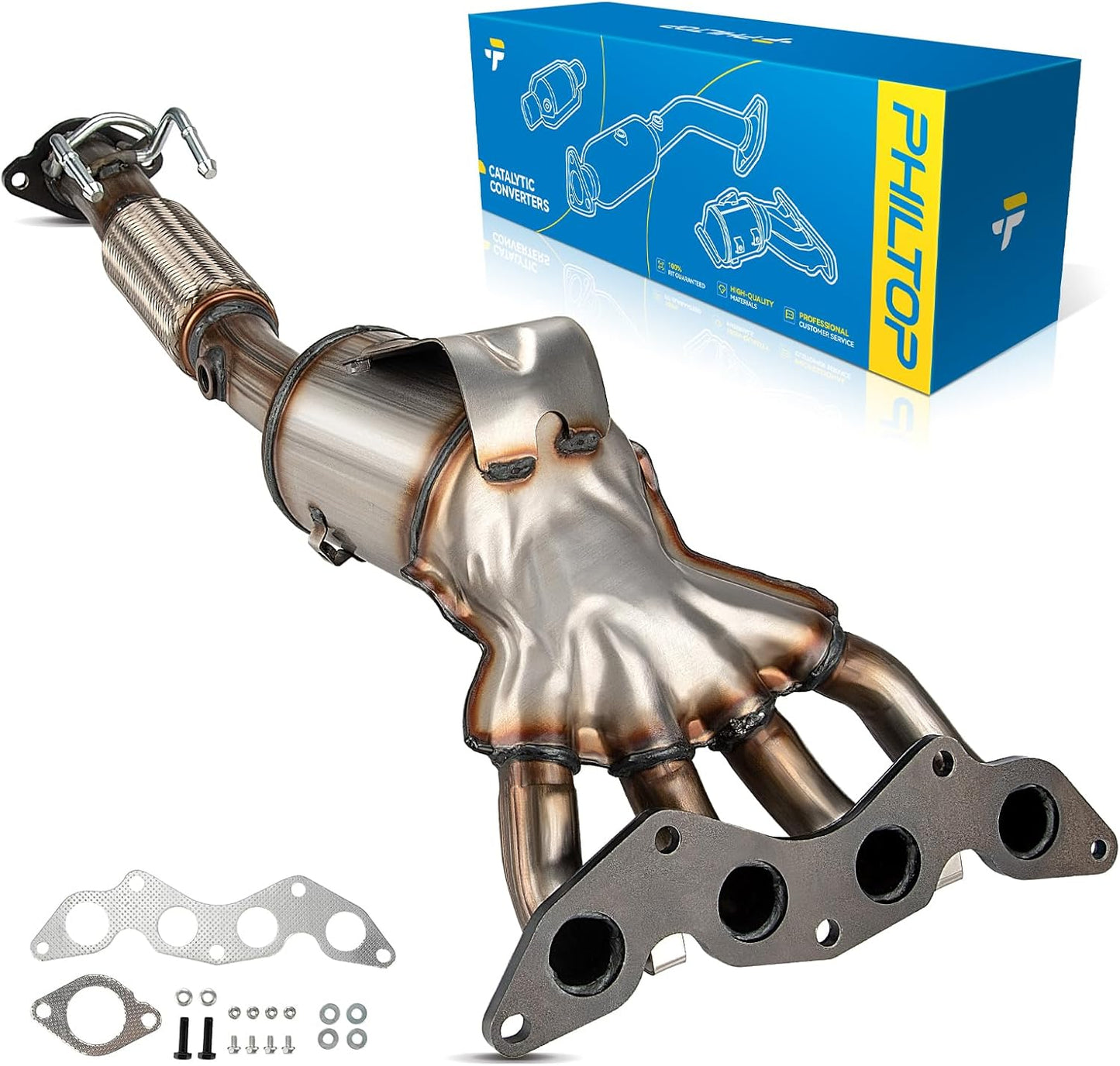 PHILTOP Left and Right Catalytic Converter Replacement For 2005-2010 300 2.7/3.5L V6 RWD, 2006-2010 Charger 2.7/3.5L V6 RWD, 2005-2008 Magnum 2.7/3.5L V6 RWD Replace 55434, 55433 (EPA Compliant) - Colors B