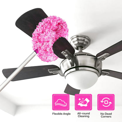Ceiling Fan Cleaner Duster Reusable Microfiber Ceiling Fan Blade Cleaner Removable Duster with Extension Pole Adjusts 13 to 49.7 Inch for Cleaning Walls Bookshelves Furniture Door Window Top (Blue)