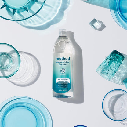 Method Super Shine Liquid Dish Soap, Powered by Enzymes, Coastal Citron Scented, 16 fl oz