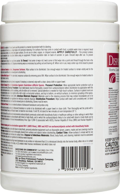 Dispatch Hospital Cleaner Disinfectant Towels with Bleach, 150 Count Canister (Package May Vary)