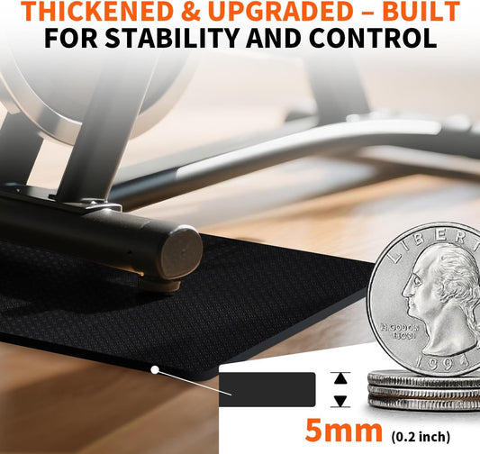 Stepwaver 2 Pack Double Non-Slip Workout Mat for Ellipse Leg Exerciser, 23.6" × 11.8" 0.2" Thick Ellipse Machine Mat, Exercise Mats for Under Desk Ellipticals