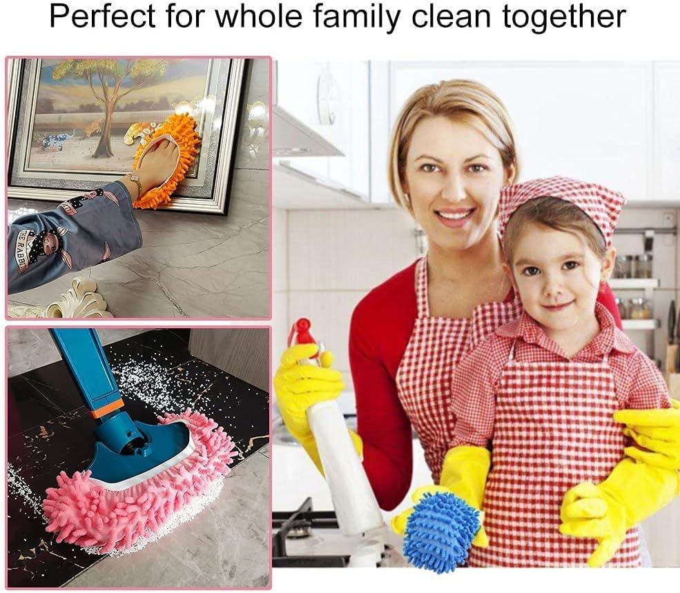 5 Pairs (10 Pieces) Multi-Function Dust Duster Mop Slippers Shoes Cover, Soft Washable Reusable Microfiber Foot Socks Floor Cleaning Tools Shoe Cover