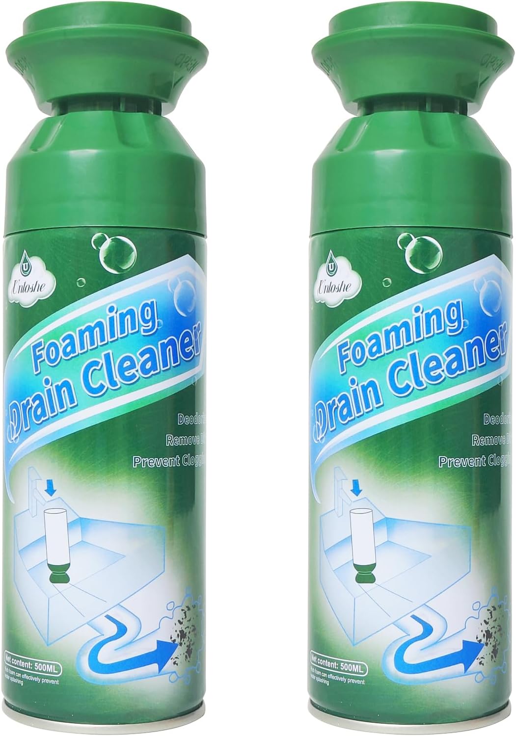Foaming Drain Cleaner, Sink Drain Cleaner Foam, Drains Clog Remover for Bathroom Sinks, Tubs, Washbasin (2PCS)