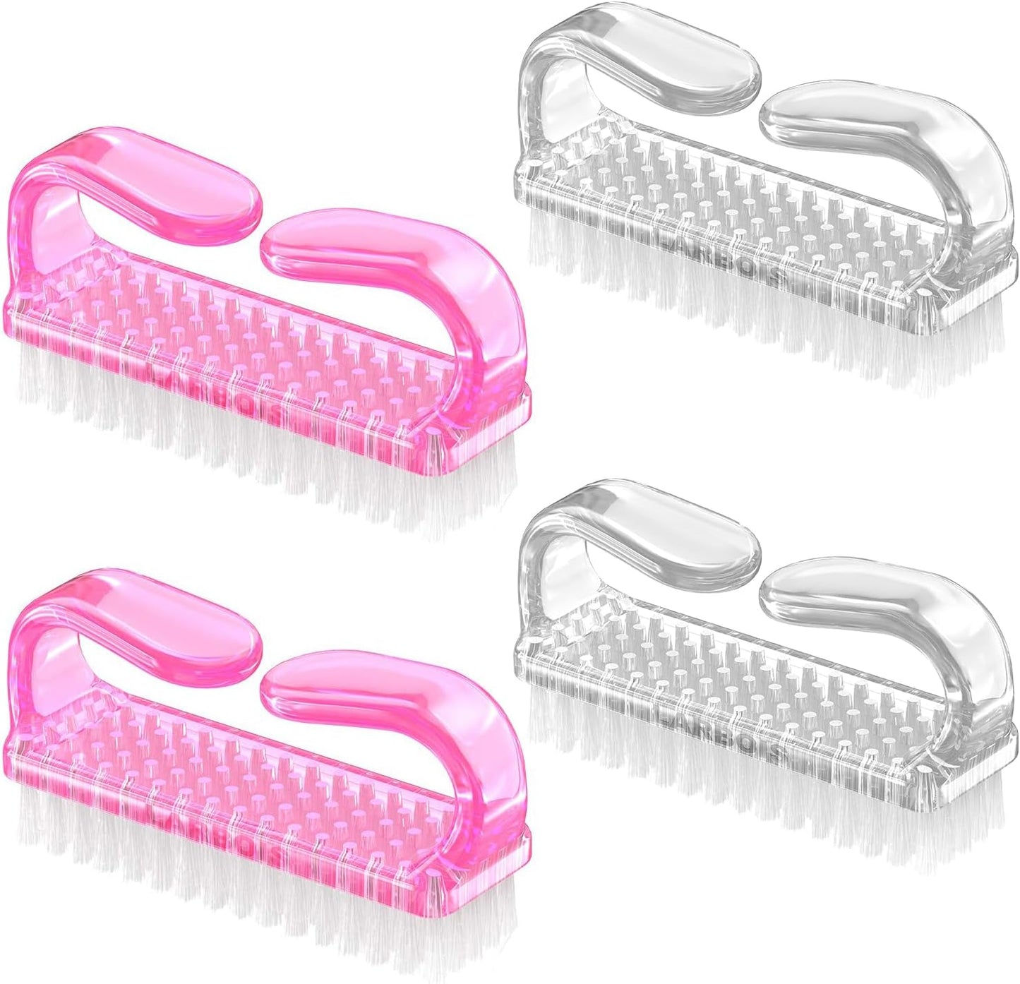 Larbois Handle Grip Nail Brush, Nail Brushes Hand Fingernail Brush Cleaner Scrubbing Kit Pedicure for Toes and Nails Men Women (4 Pack)
