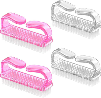 Larbois Handle Grip Nail Brush, Nail Brushes Hand Fingernail Brush Cleaner Scrubbing Kit Pedicure for Toes and Nails Men Women (4 Pack)