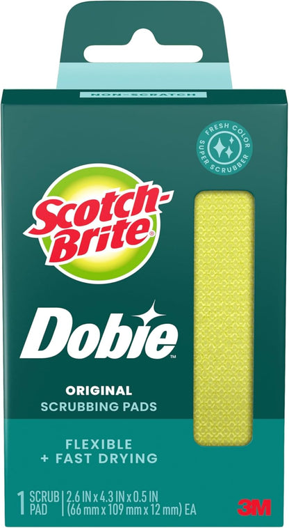 Scotch-Brite Dobie Non-Scratch All-Purpose Scrub Pads, 12 Total Pads (6 Packs of 2), Reusable Scouring Sponges for Kitchen & Bathroom, Safe on Non-Stick Cookware, Yellow