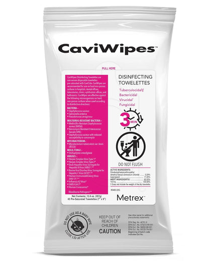 Metrex CaviWipes Disinfecting Towelettes – Durable Non-Woven Disinfecting Wipes for Hard, Non-Porous Surfaces in Healthcare & Laboratory, Pre-Saturated with CaviCide – 45 Wipes/Flat Pack (20 Packs)