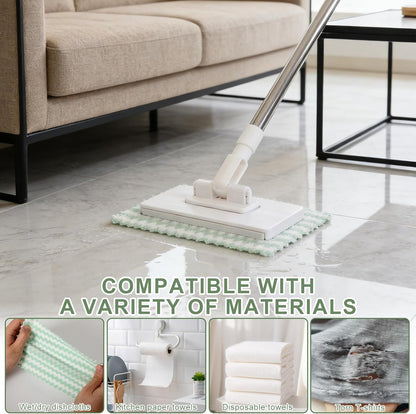 Mini Mop with 39in Handle ,Disposable Dust Mop with 10 Reusable Cloths,No-Touch Attach & Remove Cloth Instantly,Small Disposable Dust Mop Set for Multi Surface Cleaning