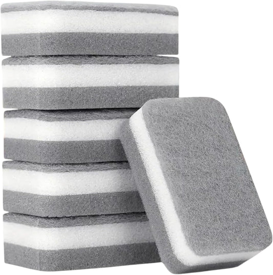 PKI Smart Essentials Dual-Sided Grey Cellulose Sponge with Gentle Scouring Pad – Multi-Purpose for Kitchen, Commercial, and Outdoor Cleaning (Set of 6)