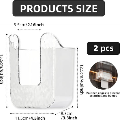 2 Pcs Acrylic Bathroom Wipes Holder, No Punching Wall Mounted Flushable Wipes Dispenser for Bathroom & Kitchen - Clear Wipes Container, Refillable Tissue Box Storage