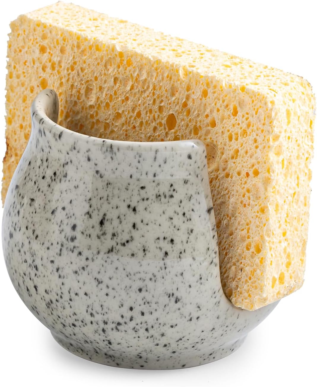 Zoeeker Sponge Holder for Kitchen Sink, Ceramic Dish Sponge Dish Rack Scrubby Caddy Kitchen Organizer Cute Sink Caddy Organizer, Farmhouse Decor, Speckled Glaze