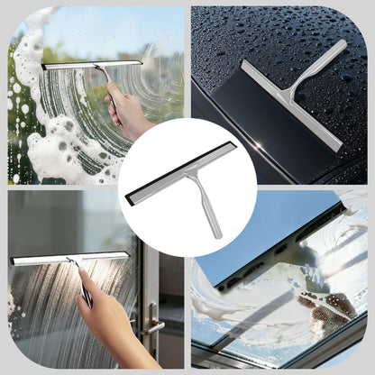 Squeegee for Shower Glass, 10-Inch Shower Squeegee for Glass Doors, All-Purpose Stainless Steel and TPR Rubber for Streak-Free Cleaning on Glass Shower Doors, Mirrors, Windows, Tile and Car Glass