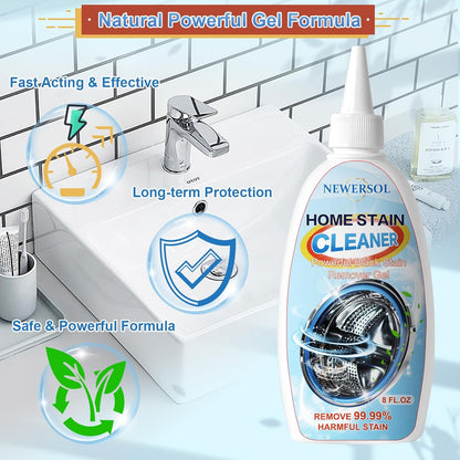 Black Stain Remover Gel Washing Machine Cleaner Front Loader Grout Cleaner Home Stain Removal Gel for Washer Kitchen Sink Showers Bathroom and Floor Tile 8Fl Oz