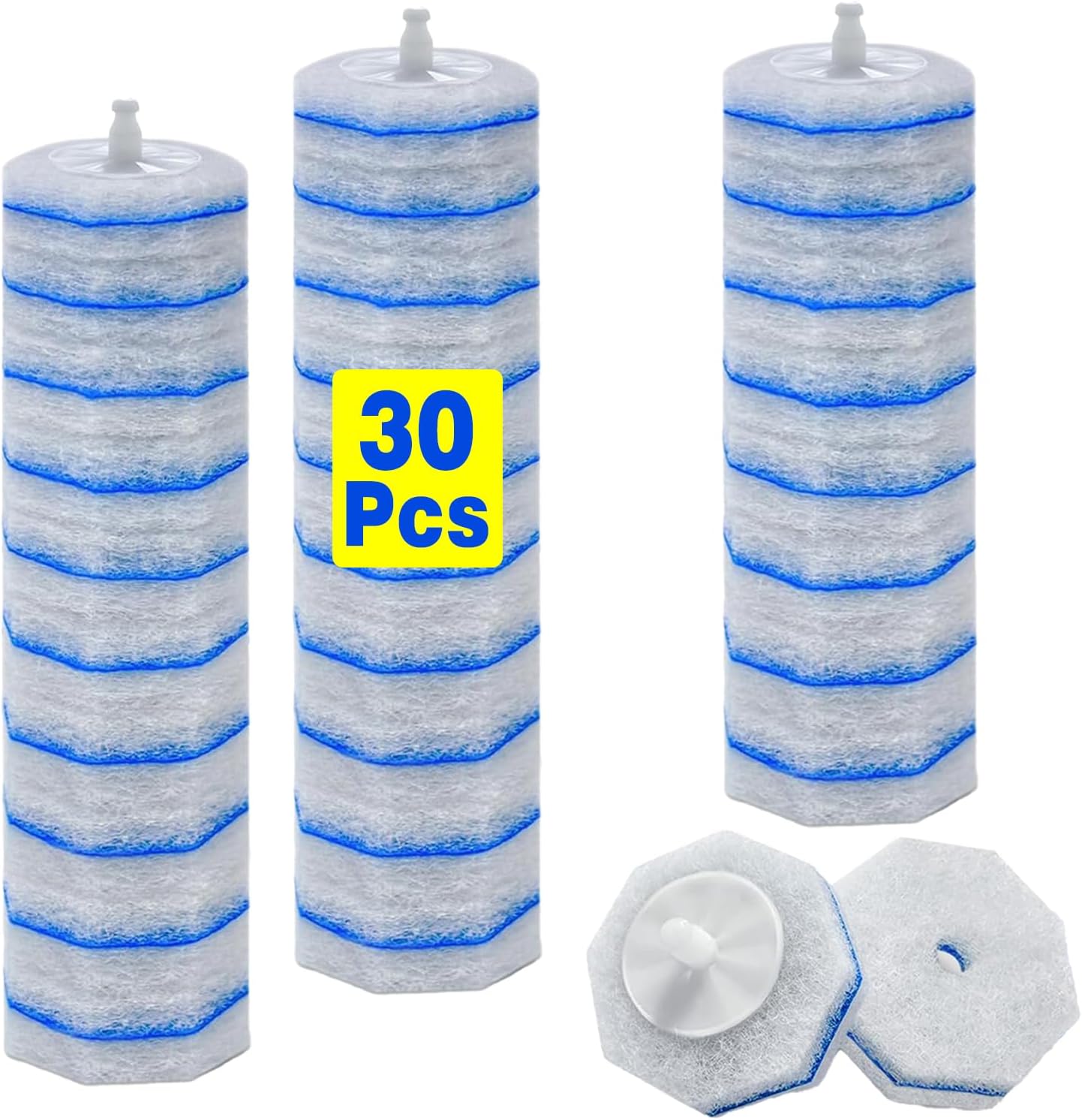 30 Toilet Bowal Wand Refills Fits for Clorox Toilet Brush Wand, Upgrade 3-Layer Disposable Bowl Cleaner Refills for Bathroom Cleaning, 3X Cleaning Power, No Falling Apart