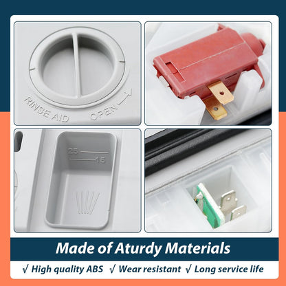 DD59-01002A Dishwasher Detergent Rinse Aid Dispenser Assembly with Cover Compatible with Samsung Parts Replace AP5917191 113136 4000942 PS9606363 PD00038960 EAP9606363