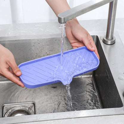 MicoYang Silicone Bathroom Soap Dishes with Drain Spout-Bathroom and Kitchen Sink Organizer,Sponge Holder,Dish Soap Tray,Perfect for Dispenser,Scrubber,Bottle,Cup on Sink or Counter-Black 4.9"×3.2"