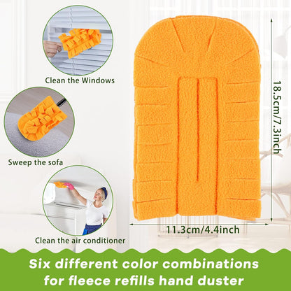 Zubebe 12 Pcs Duster Refill Reusable Fleece Duster Refills Feather Flat Dusters Multi Surface Washable Cleaning Pads Tools for Home, Blinds, Car, Pet, Furniture, Fans (Dark Color)