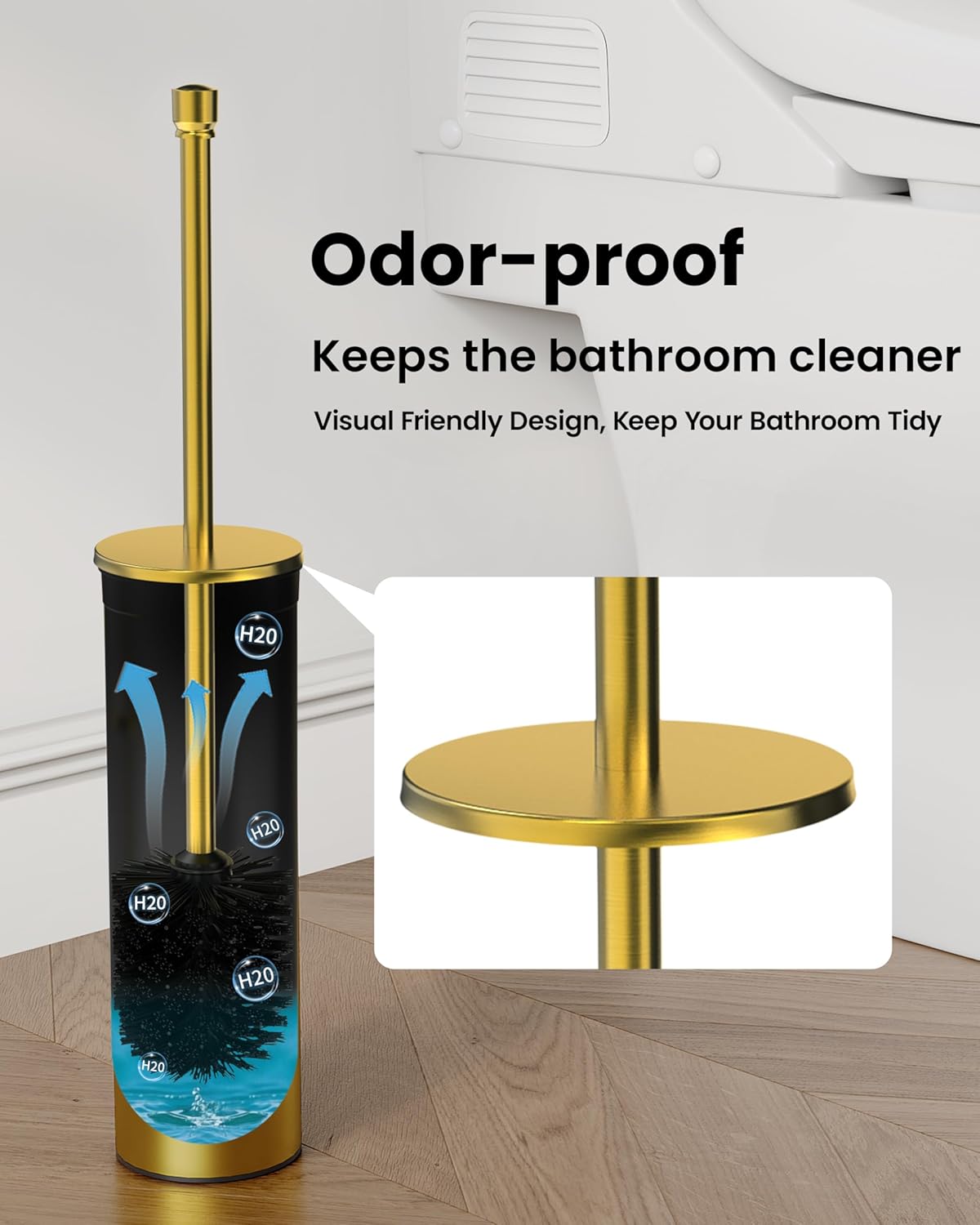 Toilet Brush and Holder Set, Toilet Bowl Brush for Bathroom with Long Handle, Stainless Steel Toilet Cleaner Brush with Durable Scrubbing Bristles,Splash-Proof (Brushed Nickel)