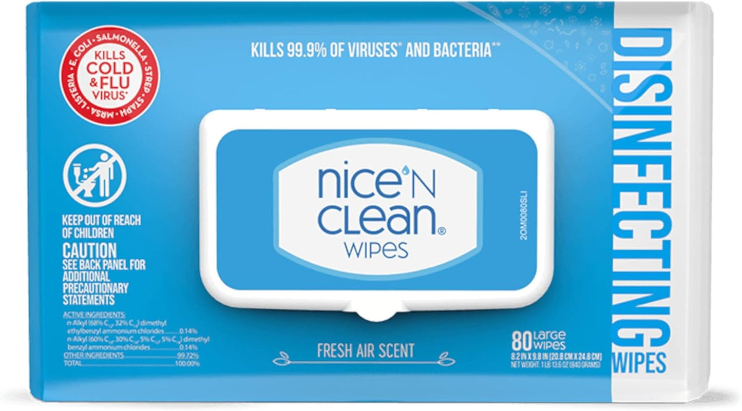 Nice 'N Clean Disinfecting Surface Wipes 304ct | Cleans & Disinfects Home & Kitchen Surfaces | Fresh & Lemon Scent
