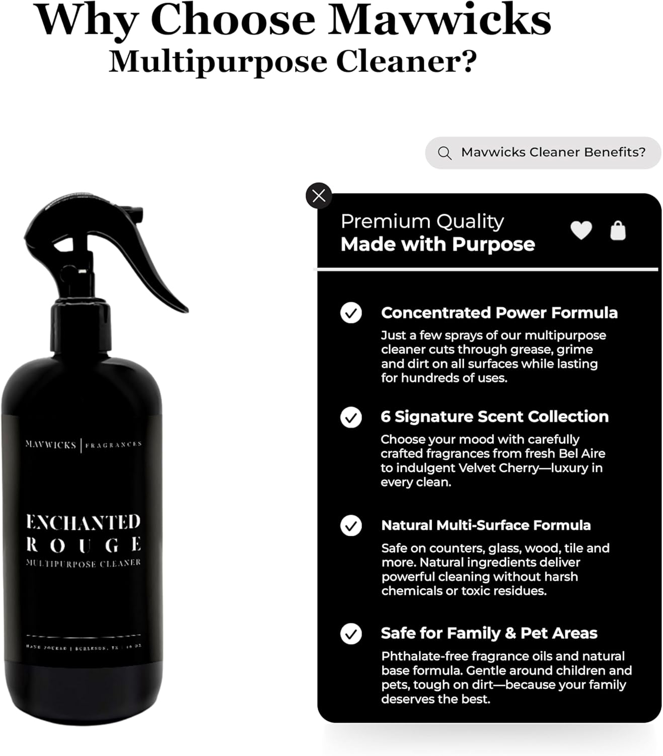 Mavwicks Fragrances All Purpose Cleaner Spray (Goddess) 16 Oz – Multipurpose Surface Cleaning Spray for Kitchen, Bathroom, Floors and Counters, Home and Office, Natural and Non-Toxic