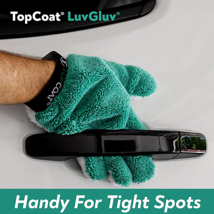 TopCoat LuvGluv Hand MycroMitt - Washable, Non-Scratch High-Pile Microfiber Hand Mitt for Dusting, Polishing, and Drying Cars, Bikes, and More - Premium Microfiber Dusting Glove